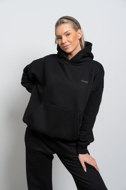 Black Essential Oversized Hoodie - for dame - Famme - Hoodie