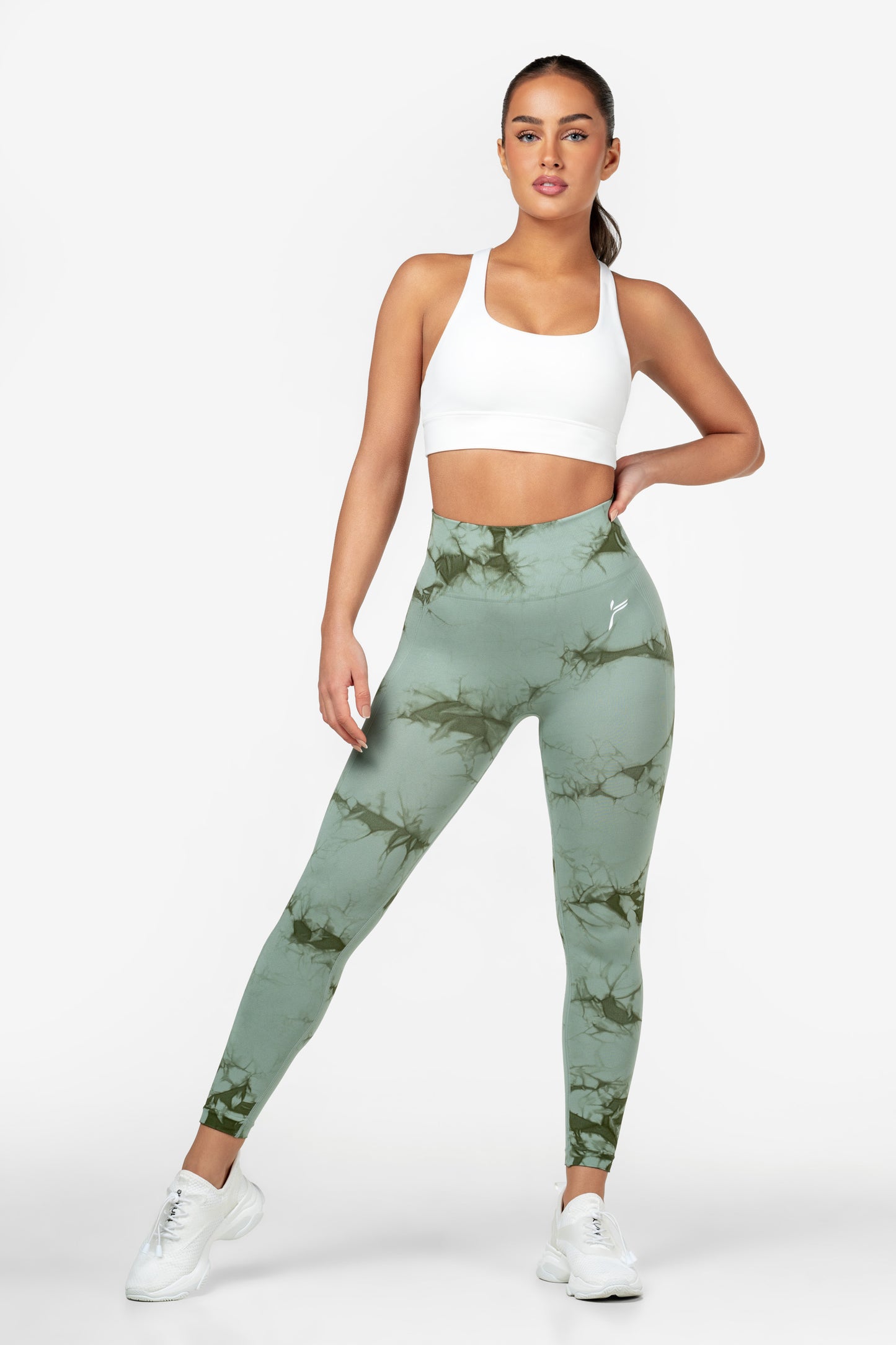 Light Green Tie Dye Scrunch Leggings - for dame - Famme - Leggings