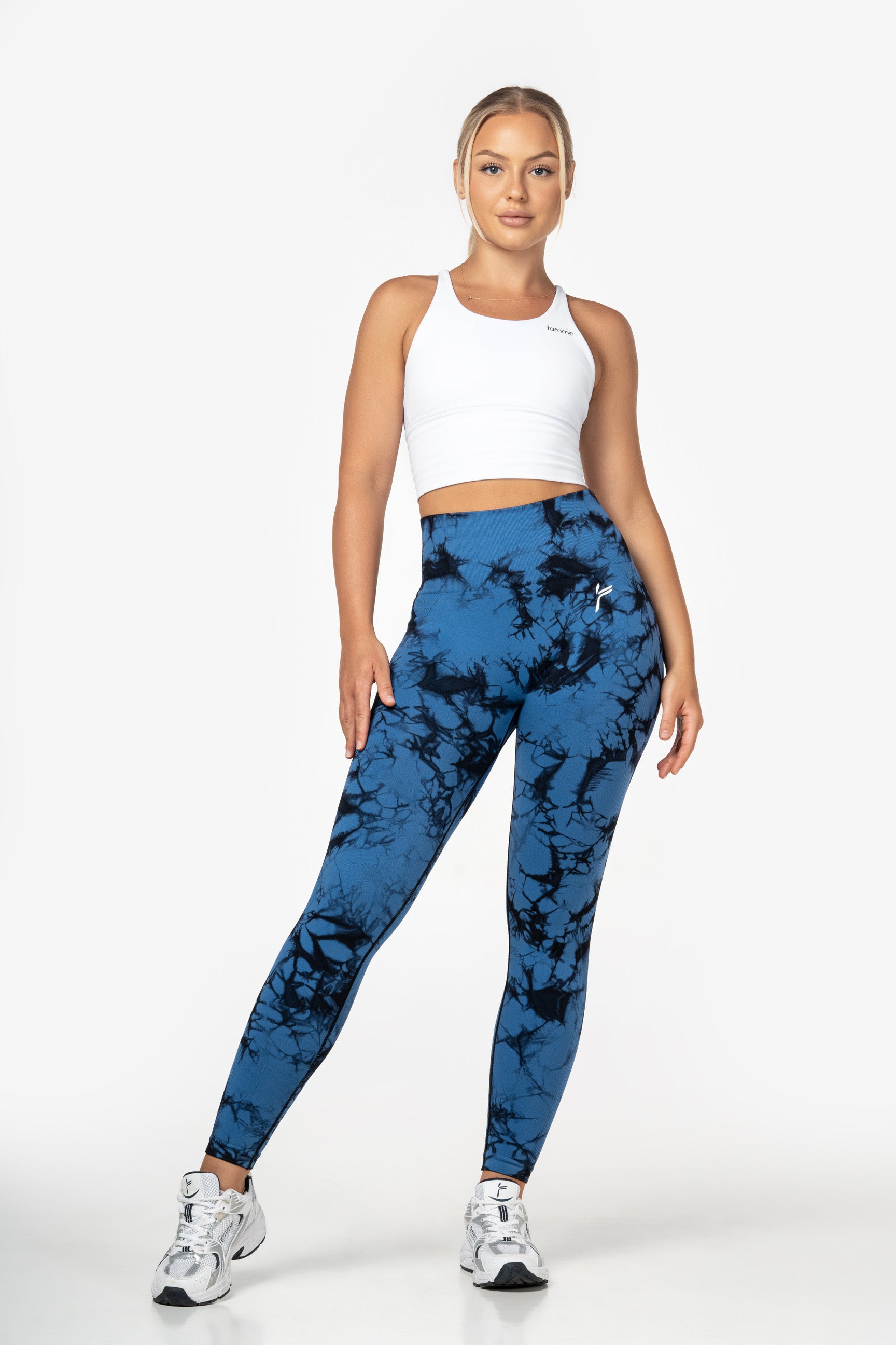 Blue Tie Dye Scrunch Leggings - for dame - Famme - Leggings