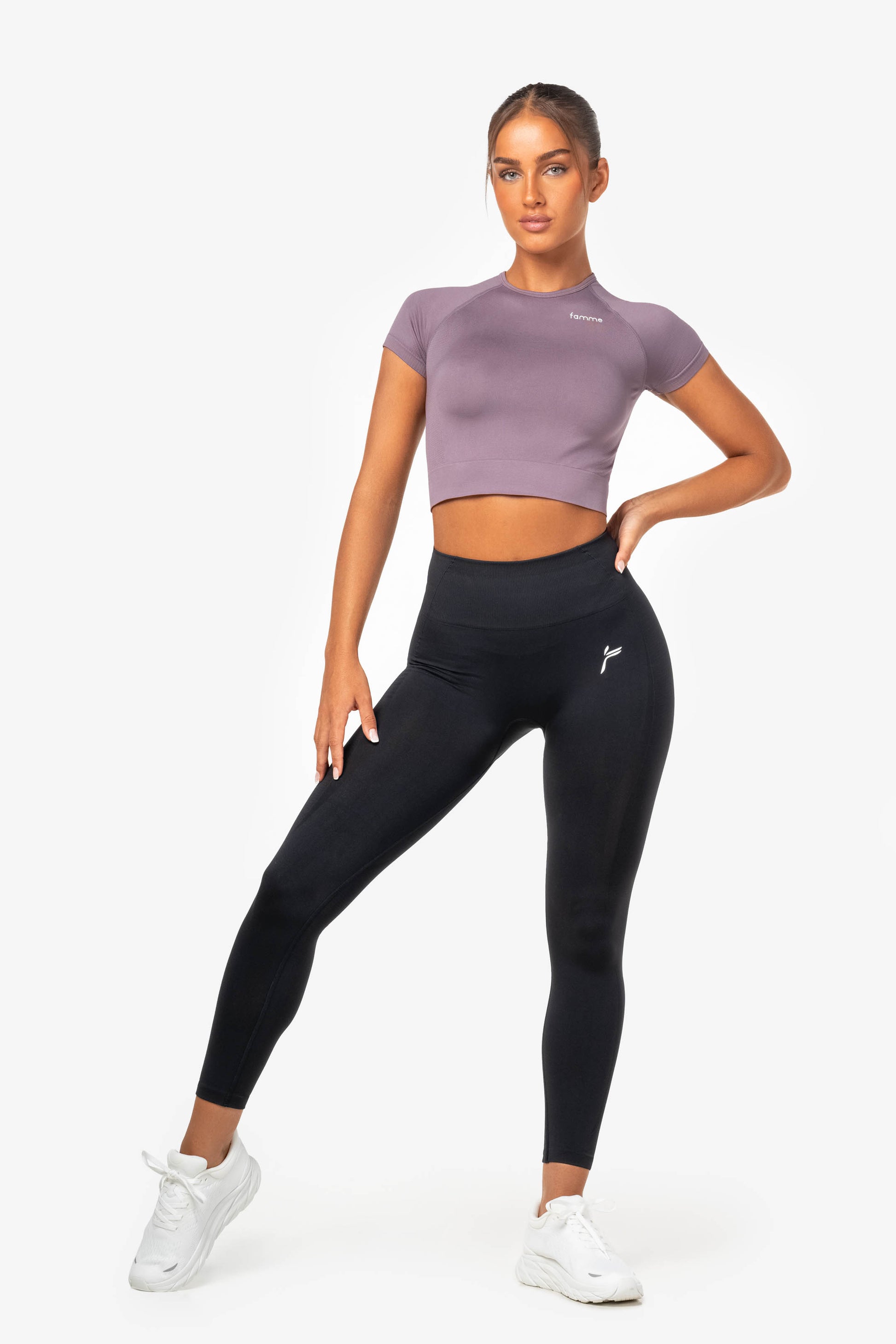 Purple Seamless Cropped T-Shirt - for dame - Famme - T-Shirt